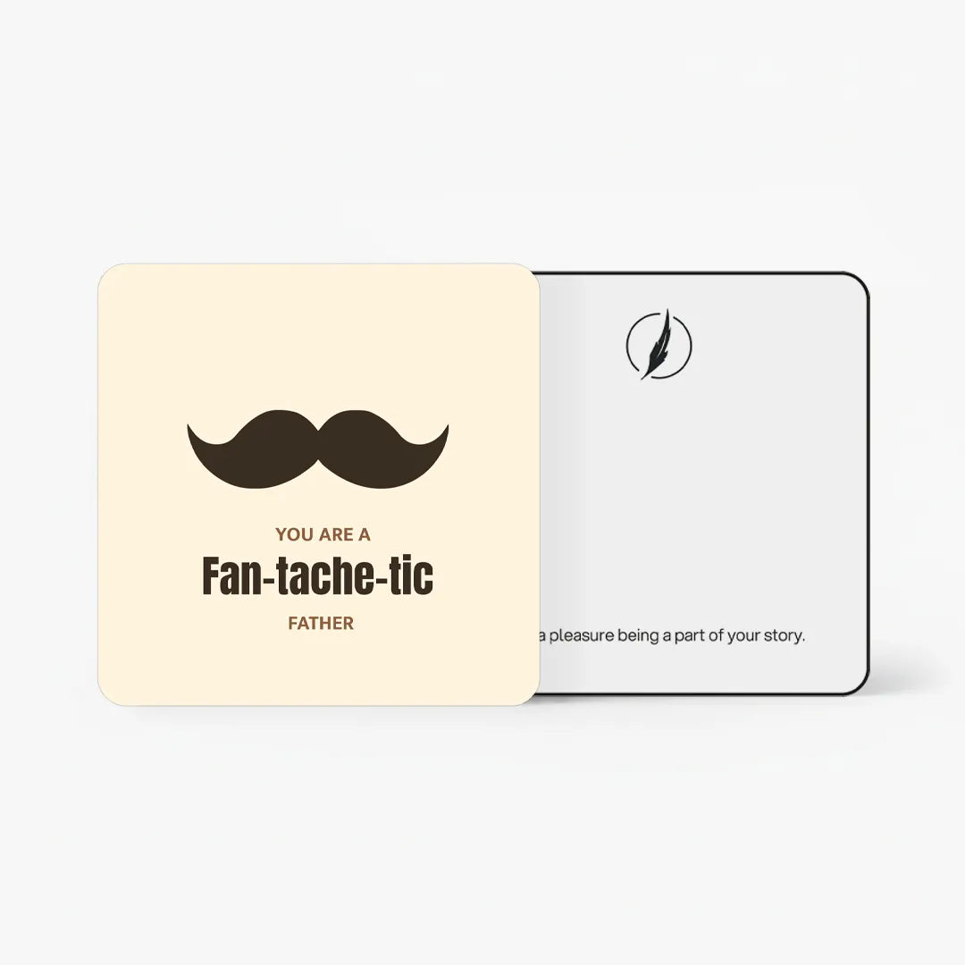 Scents N Stories father gift card with moustache design.